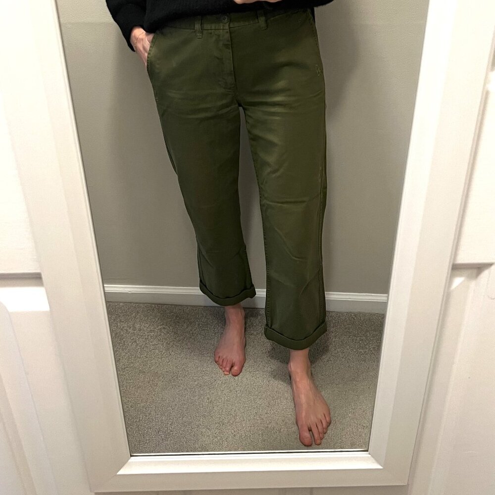 Size 0, J Crew, Relaxed Green Khaki's